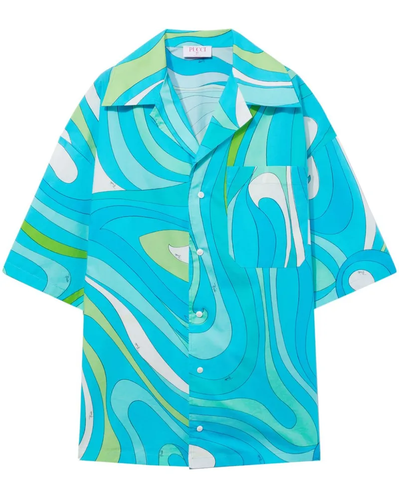 Emilio Pucci Hemd mit Marmo-Print - Blau Blau