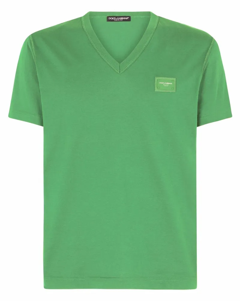Dolce & Gabbana T-Shirt mit V-Ausschnitt - Grün Grün