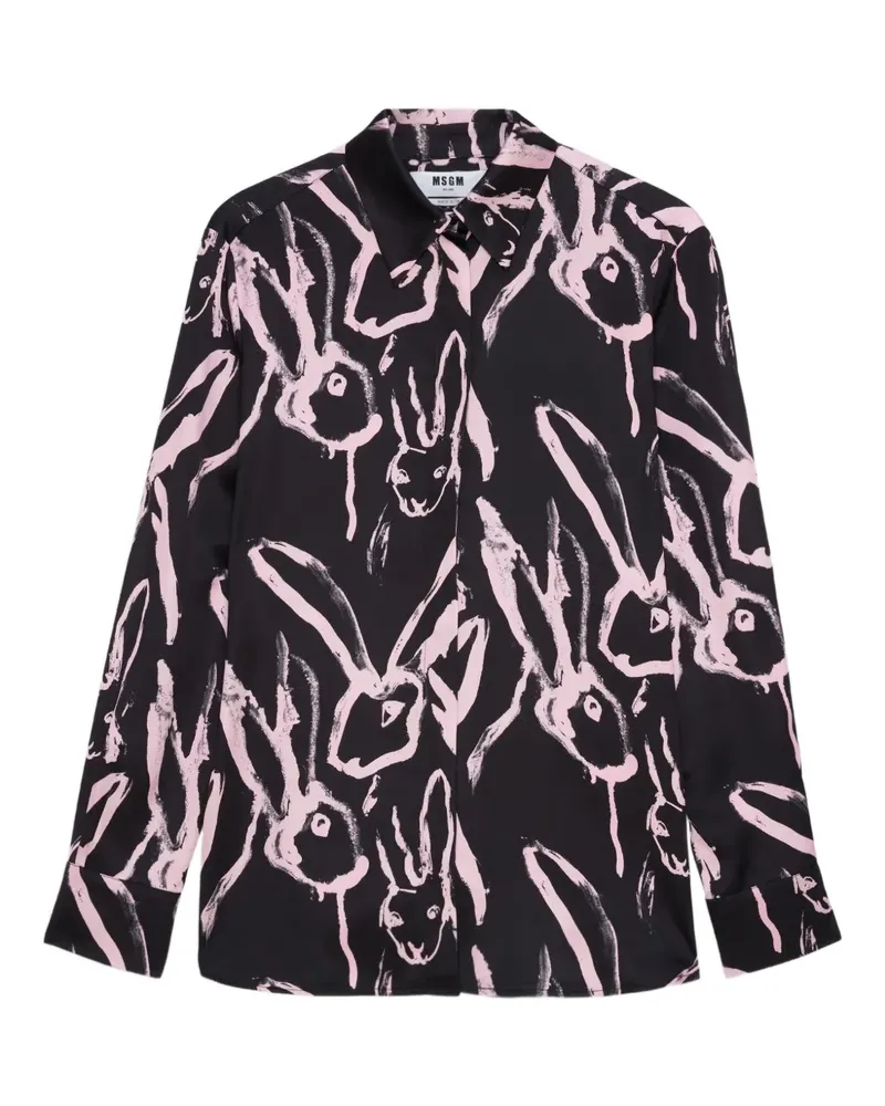 MSGM Hemd mit Hasen-Print - Schwarz Schwarz