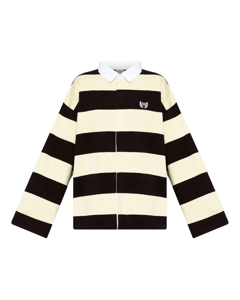 Balenciaga Gestreiftes Hemd mit Logo-Stickerei - Braun Braun