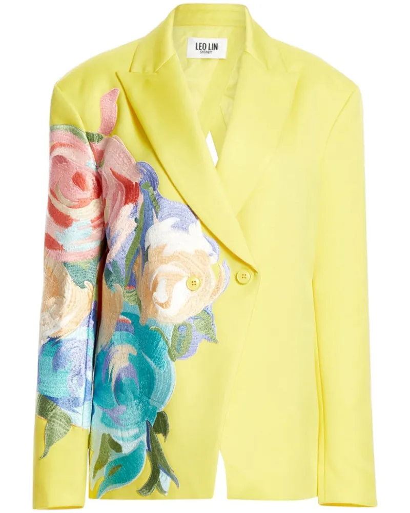 LEO LIN Blumiger Jocelyn Blazer mit Stickerei - Gelb Gelb