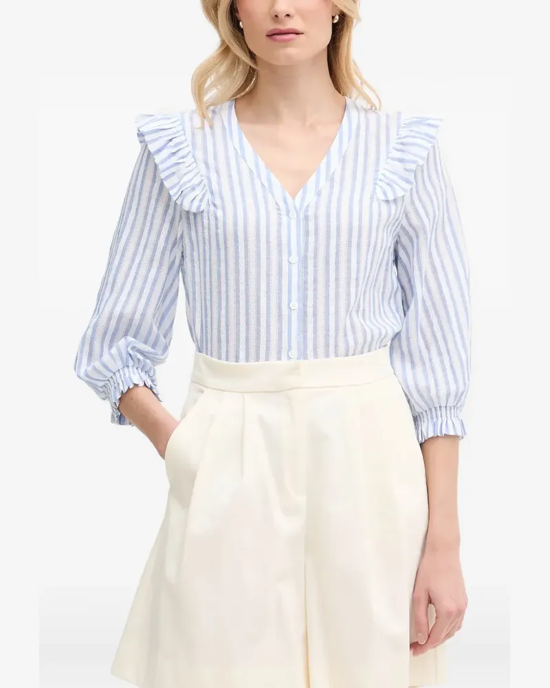 Mos Mosh ruffle-trimmed striped shirt - Weiß Weiß