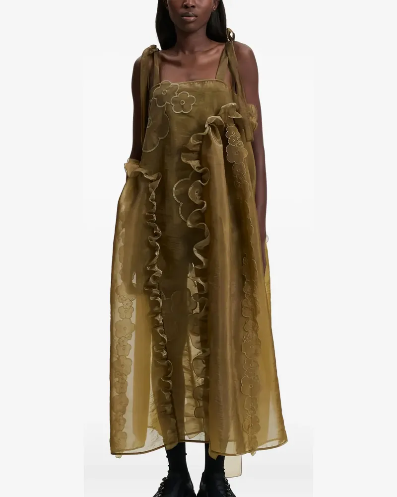 Cecilie Bahnsen Oswald Maxikleid mit Blumenstickerei - Grün Grün