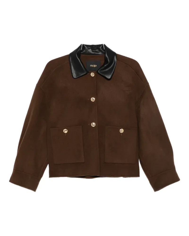 Maje button-up shirt-collar coat - Braun Braun