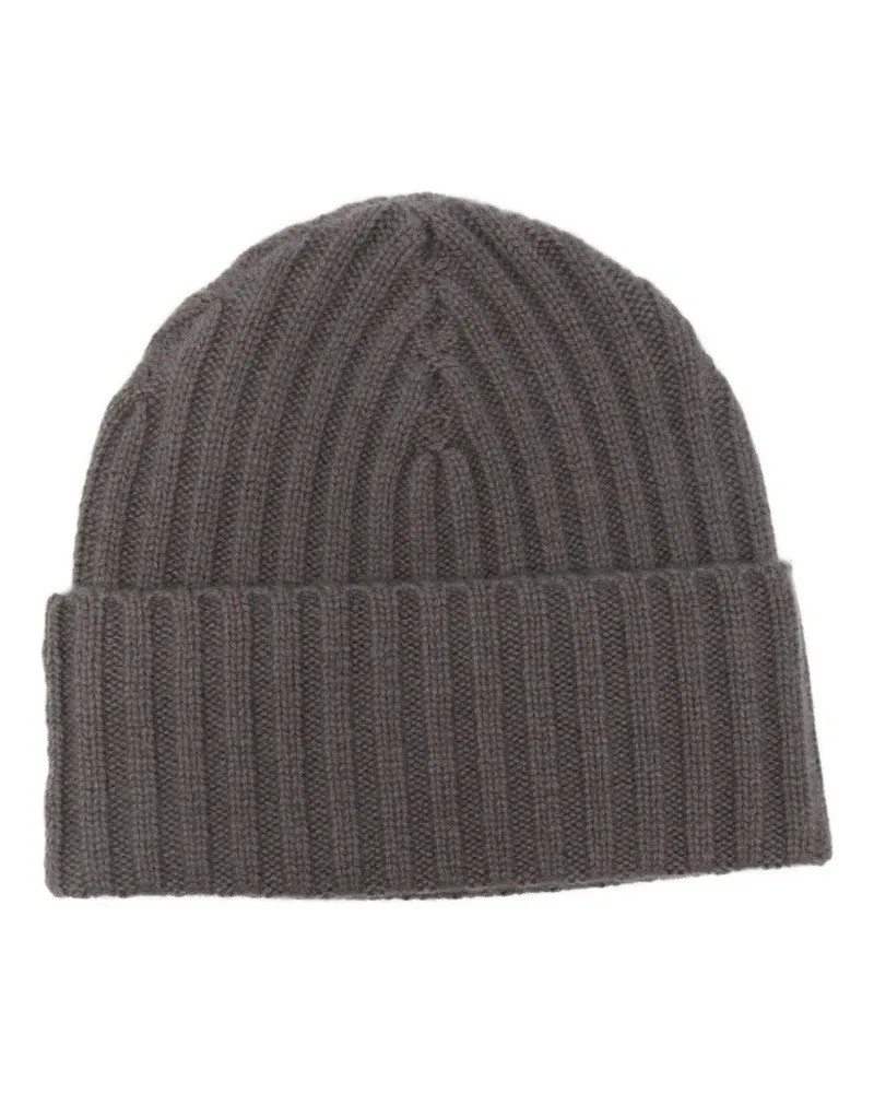 Liska Gerippte Kaschmirbeanie - Braun Braun