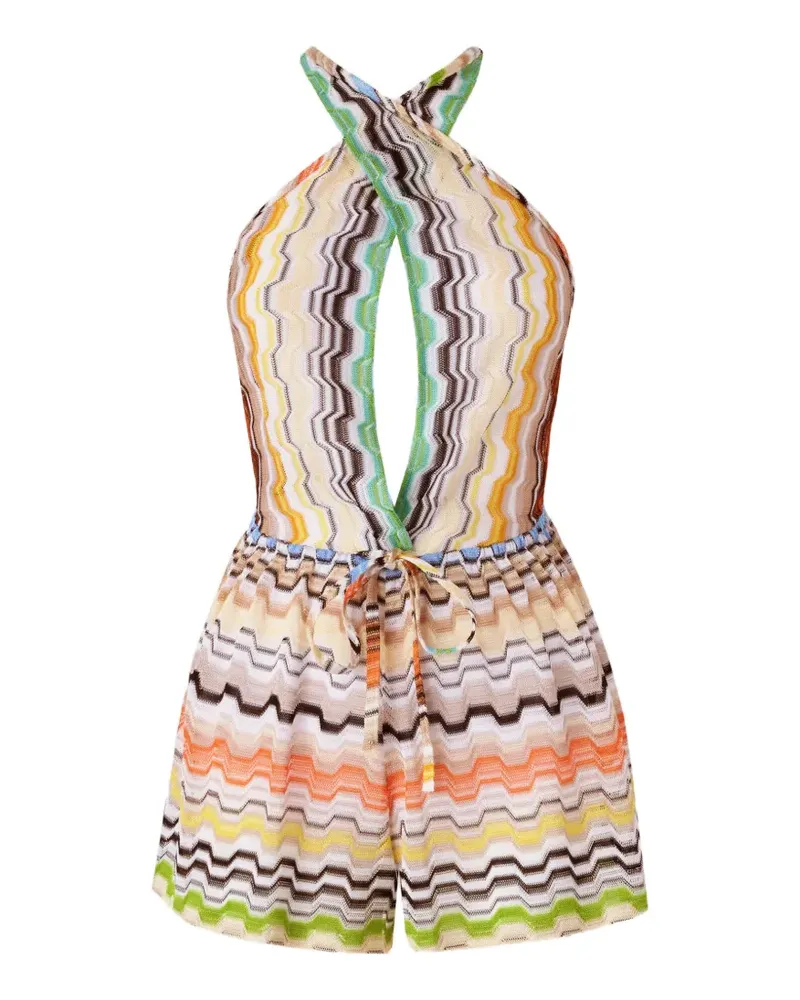 Missoni Gestreifter Playsuit mit überkreuzten Trägern - Nude Nude