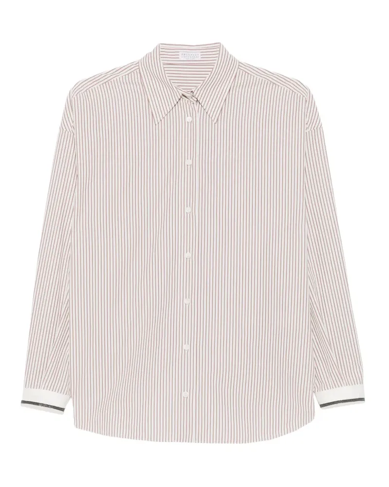 Brunello Cucinelli vertical-stripe long-sleeve shirt - Nude Nude