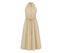 sleeveless drawstring-waist midi dress - Nude