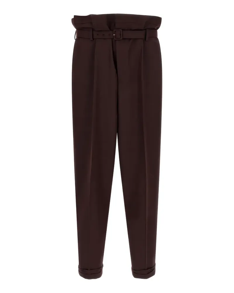 Saint Laurent belted paper-bag trousers - Braun Braun