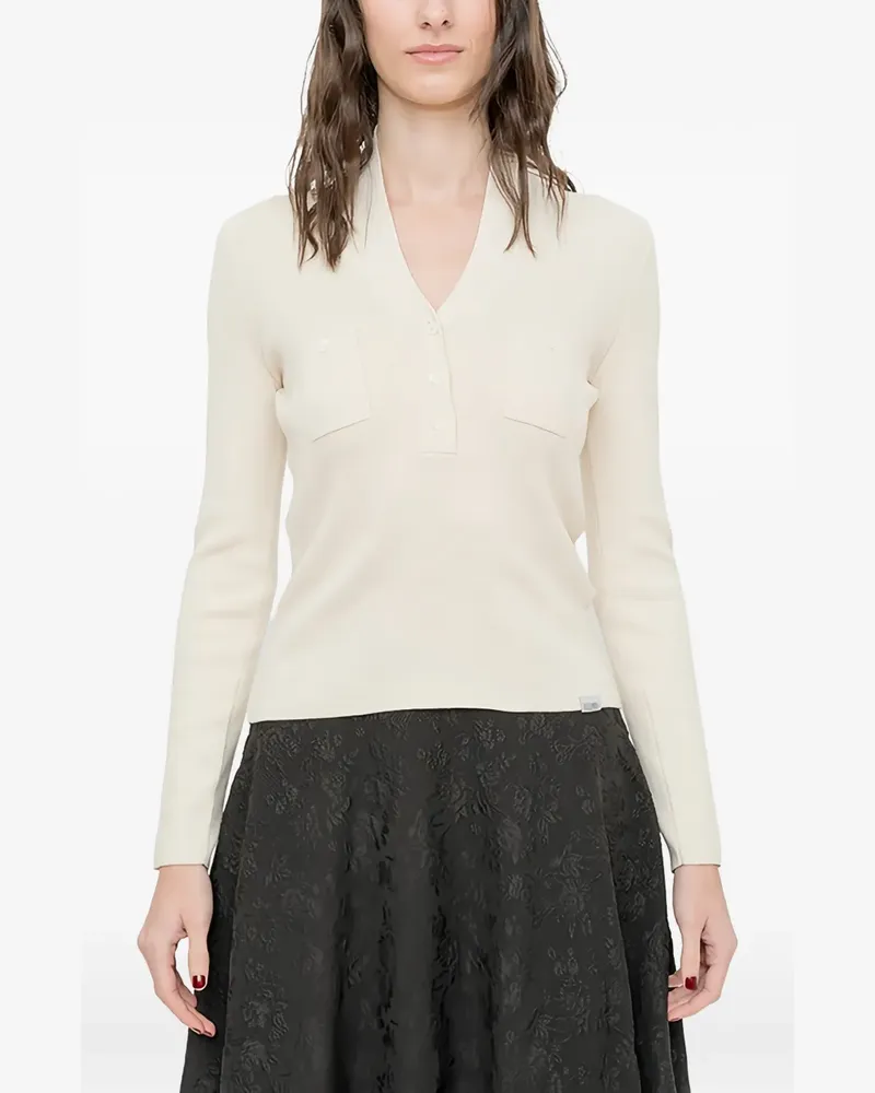 Maison Margiela pockets V-neck T-shirt - Nude Nude