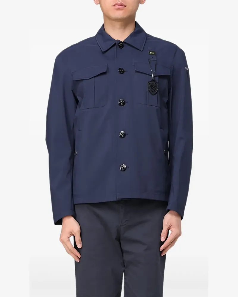 Blauer Hemdjacke mit aufgesetzter Tasche Blau