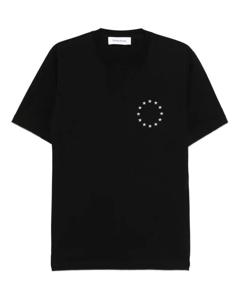 Études Studio Europa T-Shirt mit Sternverzierung - Schwarz Schwarz