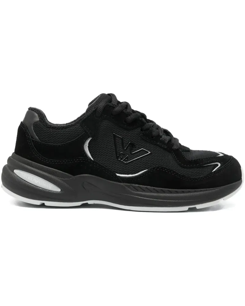 Emporio Armani Sneakers mit Wildledereinsätzen - Schwarz Schwarz