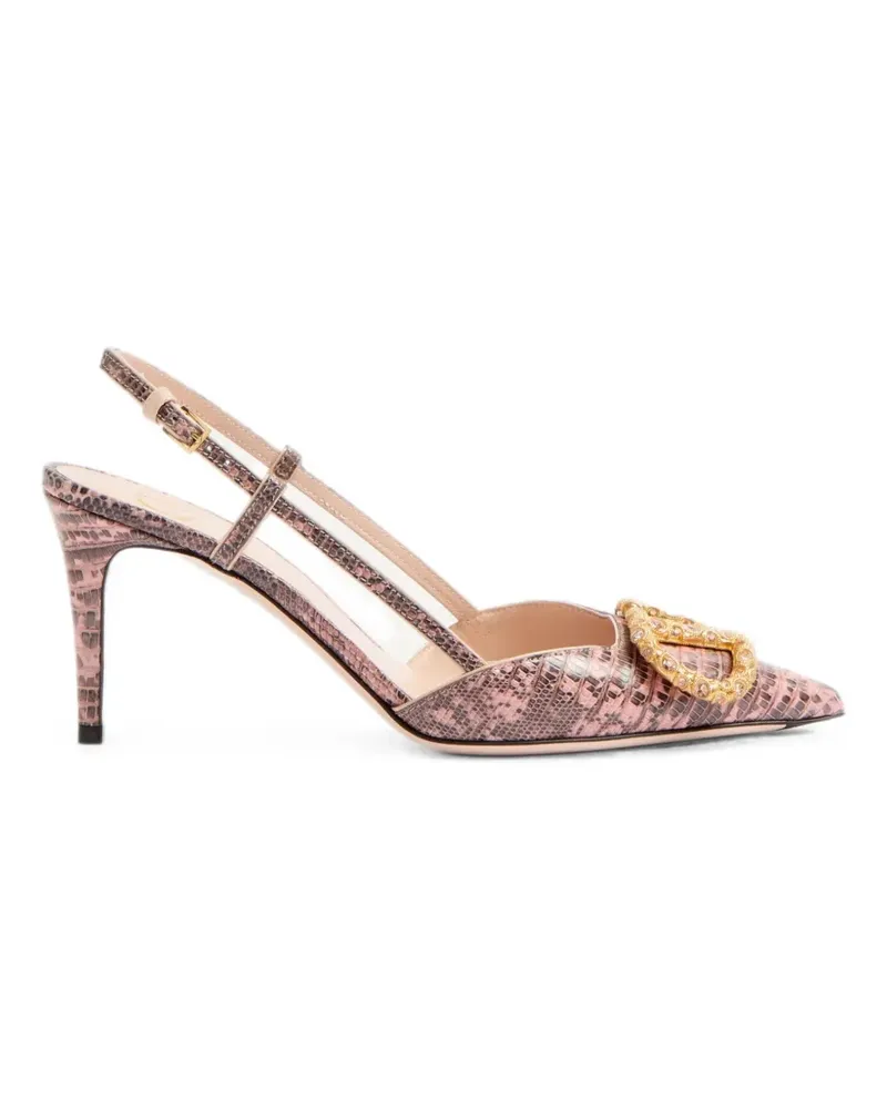 Valentino Garavani Vlogo Signature slingback pumps in tejus 80mm - Rosa Rosa