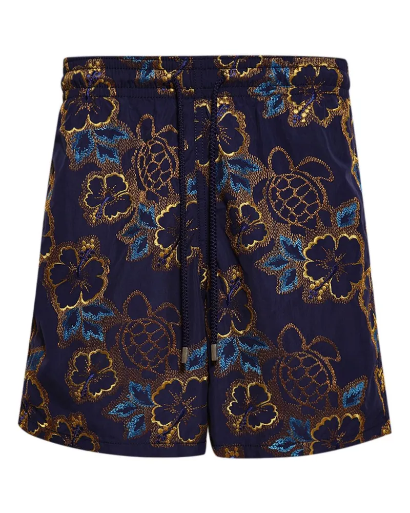 Vilebrequin Badeshorts aus floralem Jacquard - Blau Blau