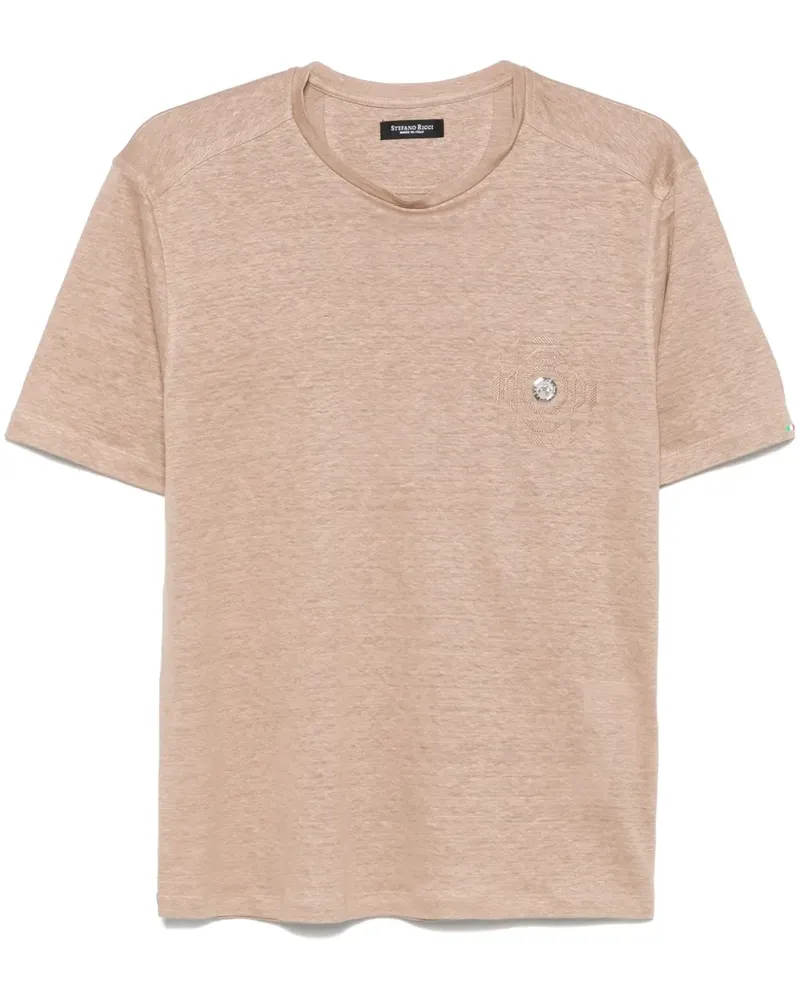 Stefano Ricci T-Shirt aus Leinen - Nude Nude