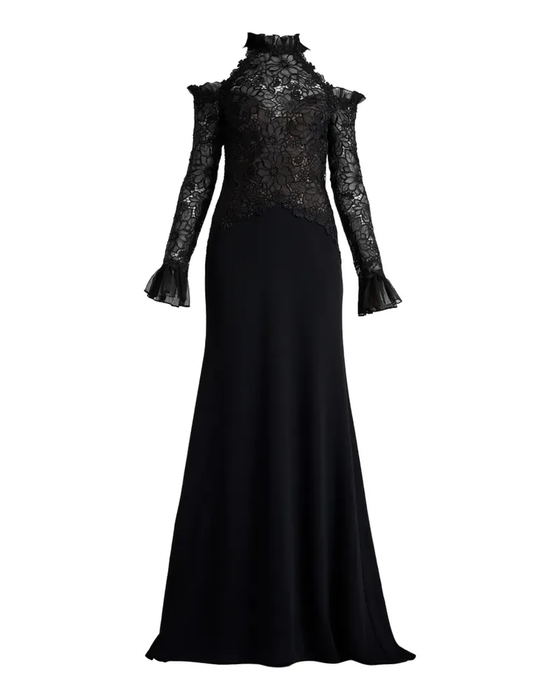 Tadashi Shoji lace-overlay cold-shoulder gown - Schwarz Schwarz