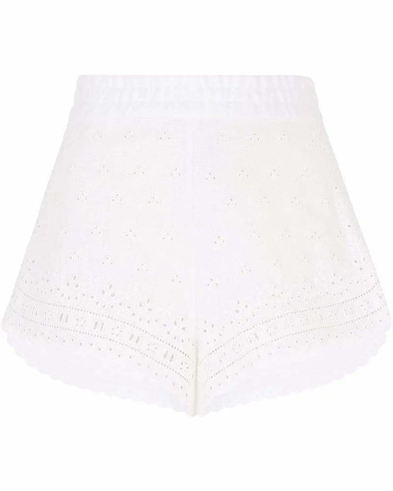 Dolce & Gabbana Bestickte Shorts aus Leinen - Weiß Weiß