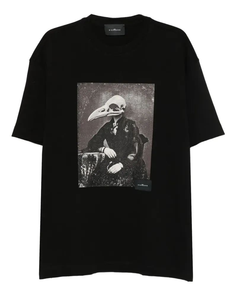 John Richmond T-Shirt mit Vogelkopf-Print - Schwarz Schwarz