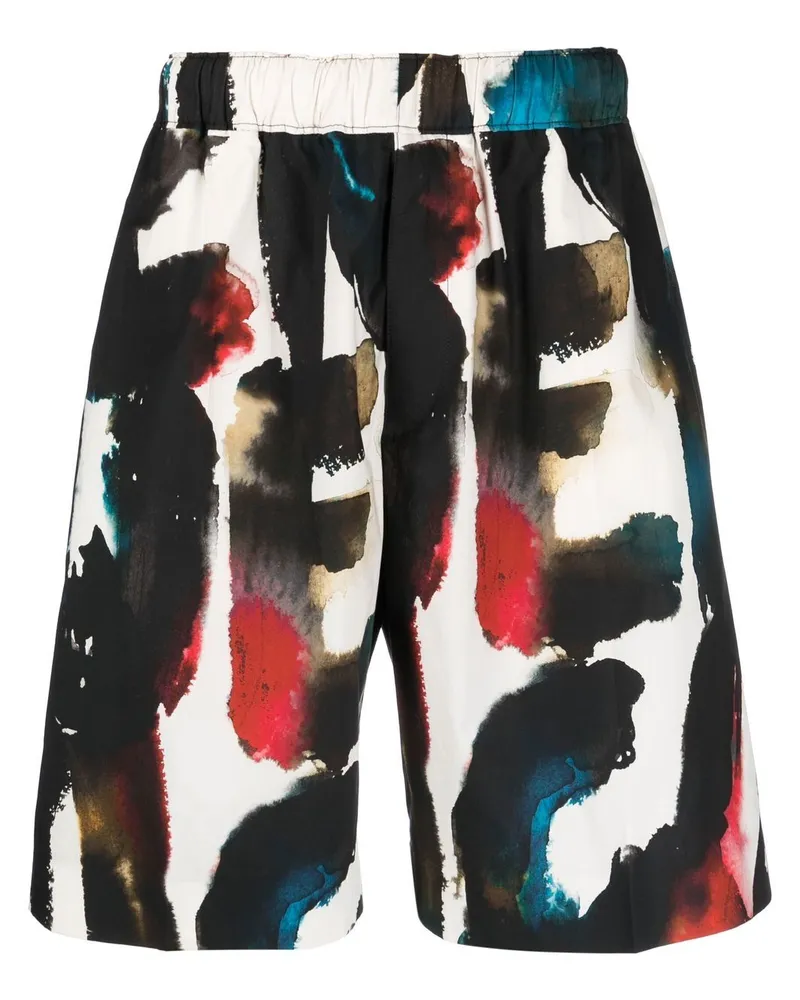 Alexander McQueen Gerade Shorts mit Logo-Print - Schwarz Schwarz