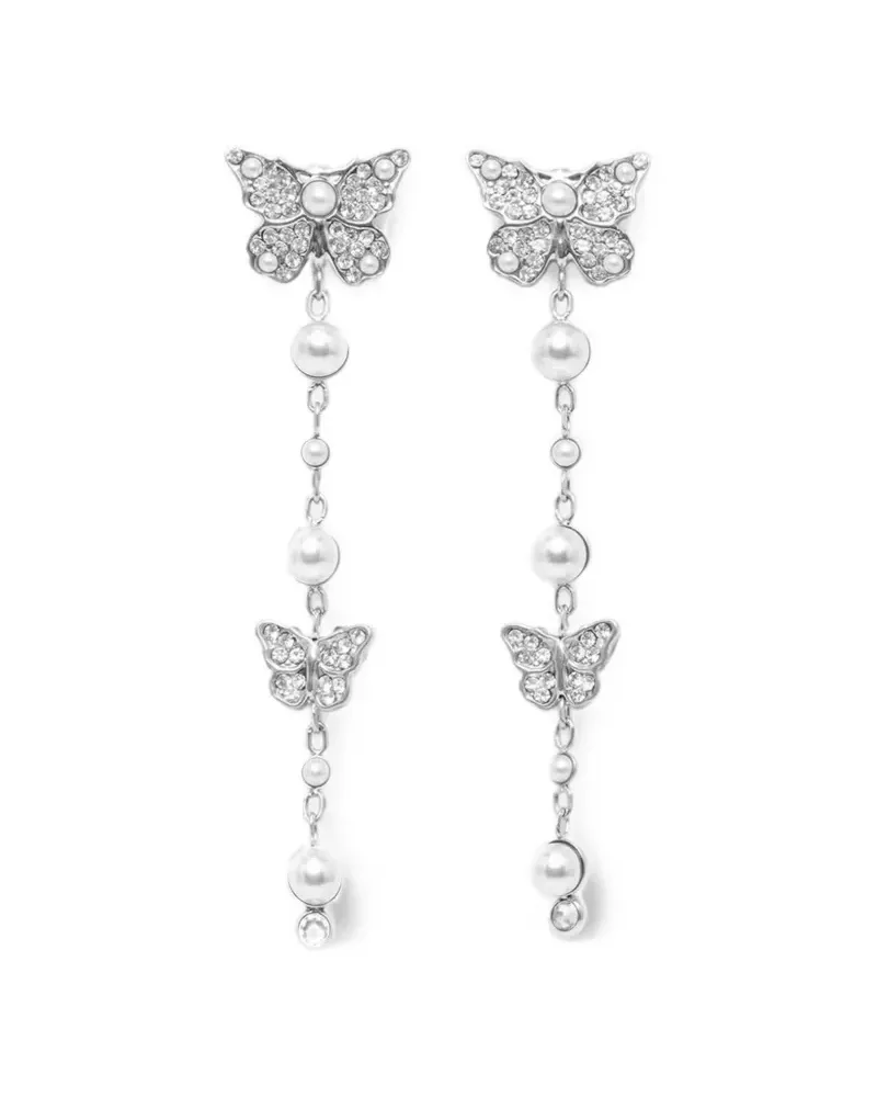 Guess Borboleta butterfly faux-pearl earrings - Silber Silber