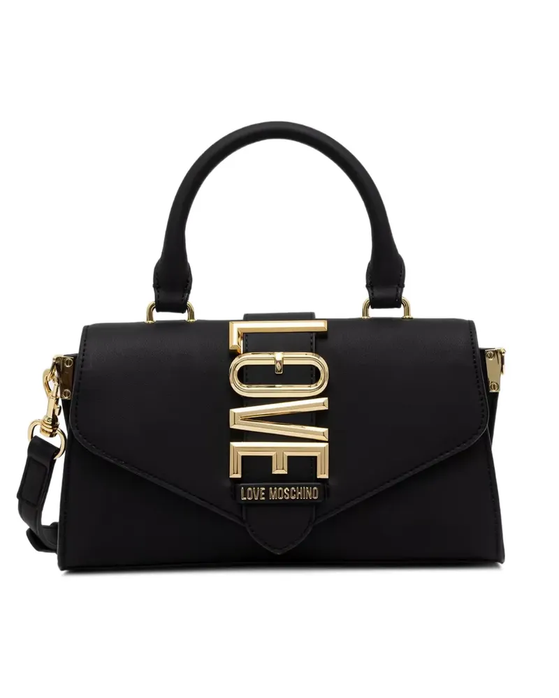 Moschino logo-plaque tote bag - Schwarz Schwarz
