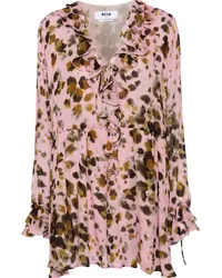 MSGM Chiffon-Minikleid mit Animal-Print Rosa