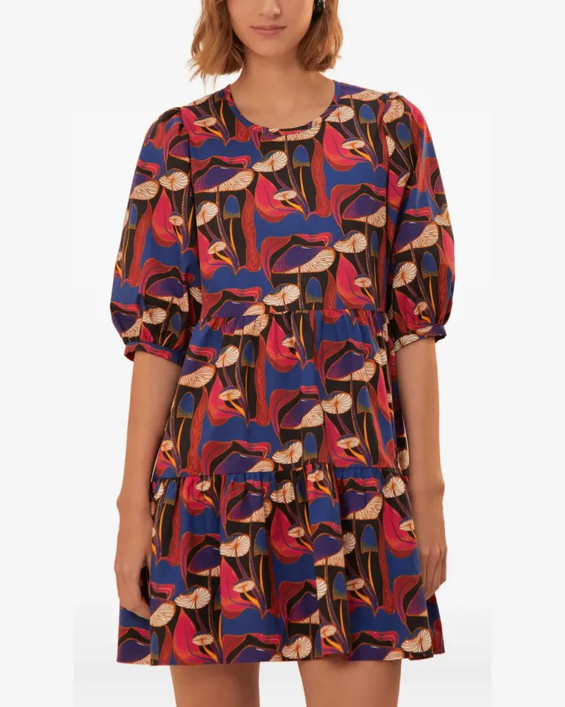 FARM Rio Wild Mushrooms Minikleid mit Puffärmeln - Rot Rot