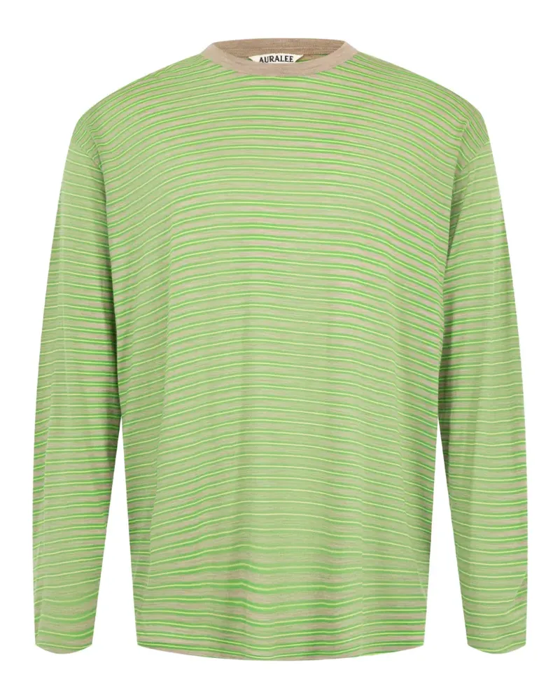 AURALEE Gestreiftes Langarmshirt - Grün Grün