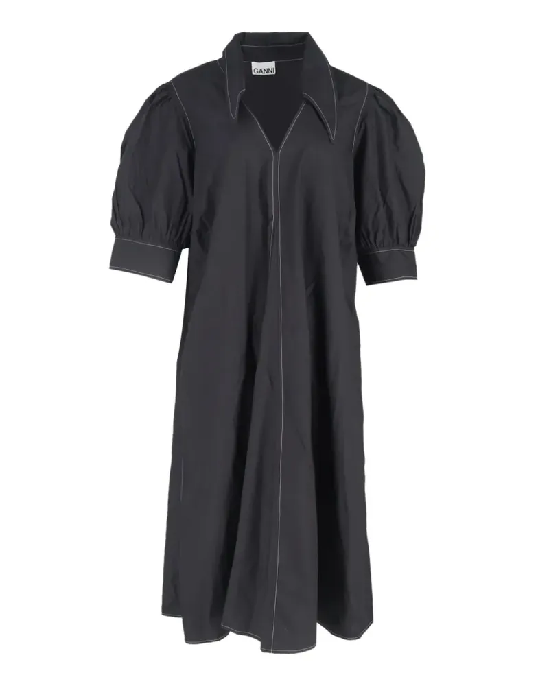 Ganni Kleid mit Puffärmeln - Schwarz Schwarz