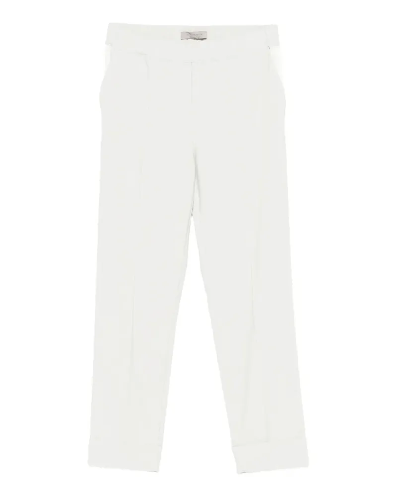 D.EXTERIOR elasticated-waistband turned-up-cuffs trousers - Weiß Weiß
