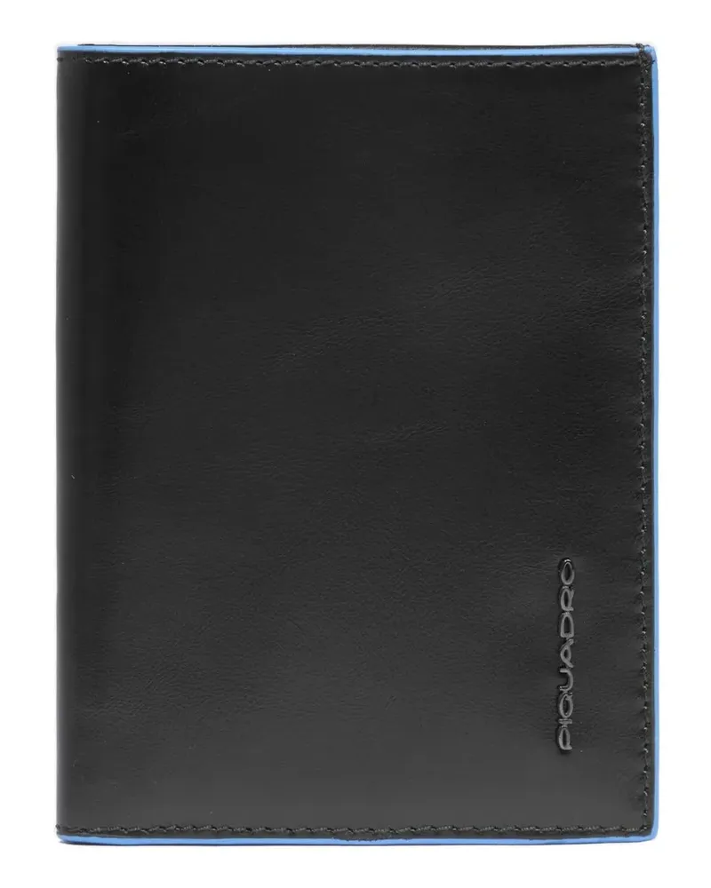 Piquadro logo-lettering contrast-trim wallet - Schwarz Schwarz