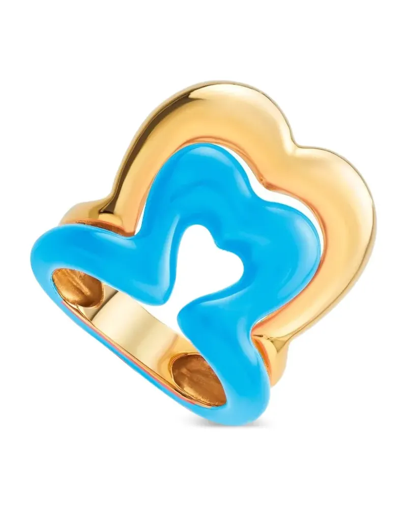 NeverNoT Emaillierter 14kt Herz-Goldring Gold