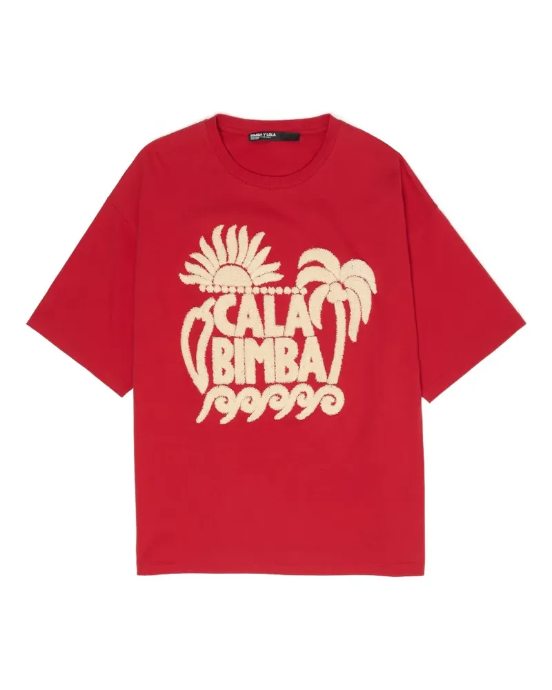 BIMBA Y LOLA T-Shirt mit Frottee-Logo Rot