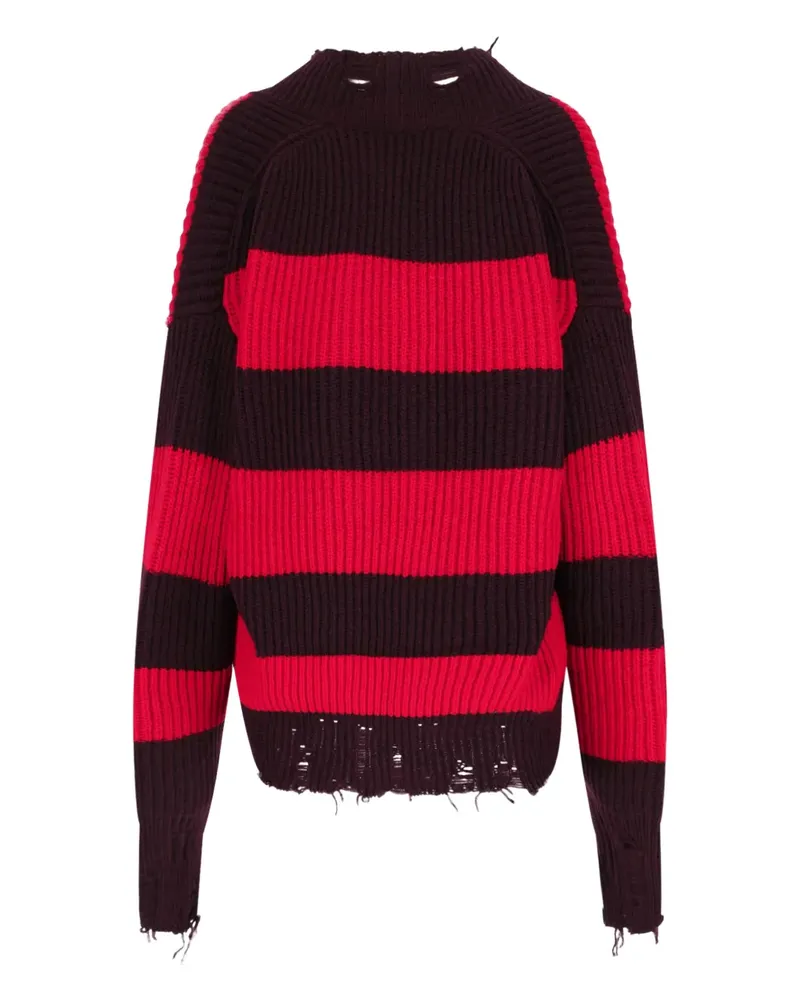 Stella McCartney Gestreifter Pullover mit V-Ausschnitt - Rot Rot