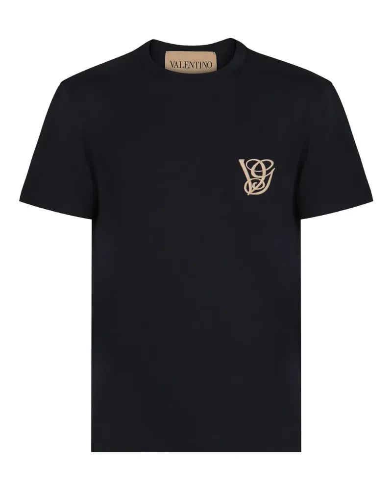 Valentino Garavani logo-embroidered T-shirt - Blau Blau