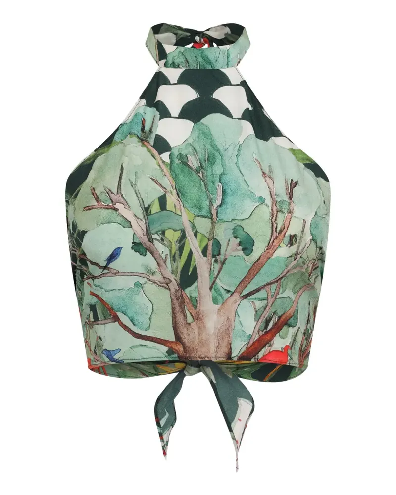 Amir Slama Neckholder-Top mit grafischem Print - Grün Grün