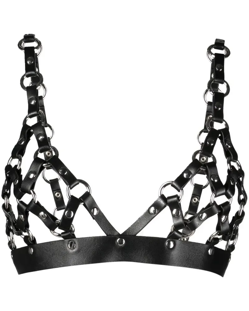 Roberto Cavalli Cropped-Top aus Leder - Schwarz Schwarz