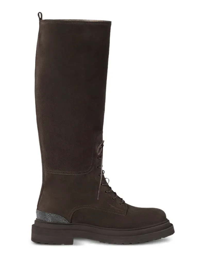 Brunello Cucinelli suede boots with precious detail - Braun Braun