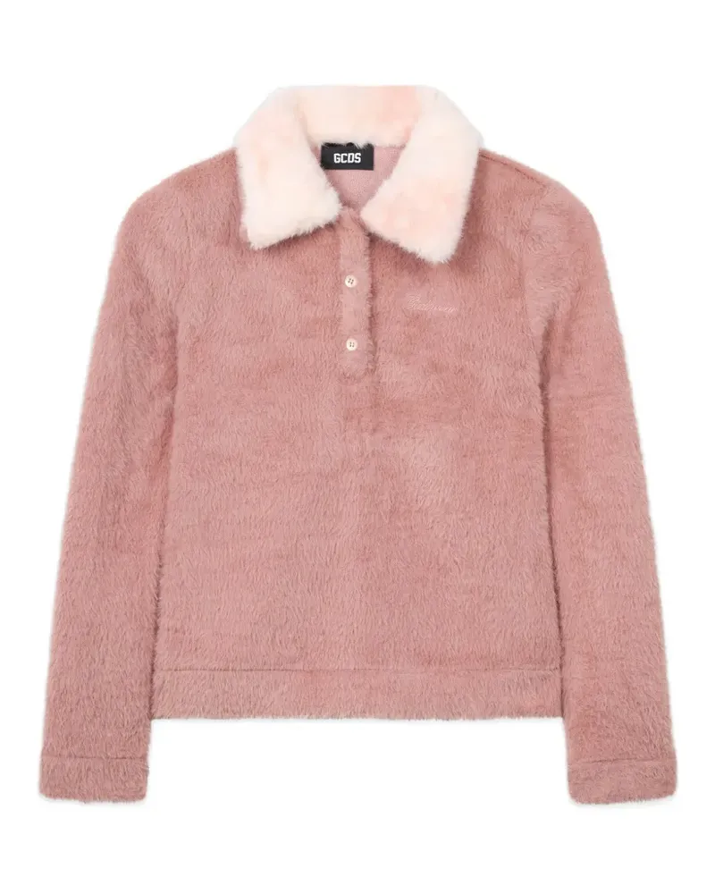GCDS Poloshirt aus Faux Fur - Rosa Rosa