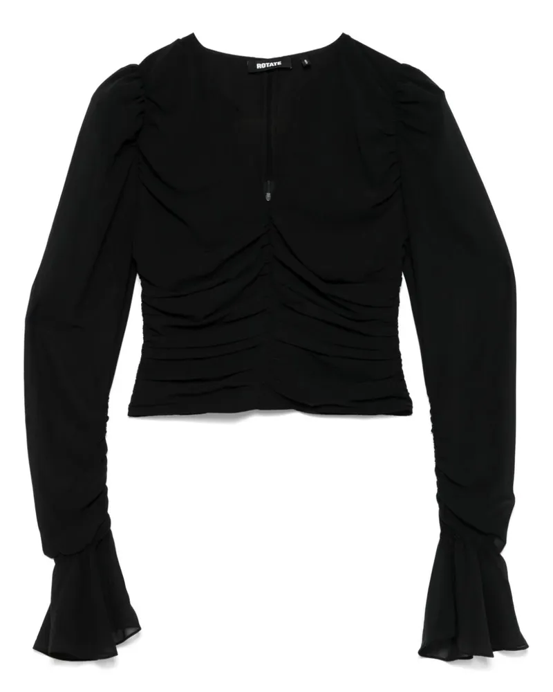 ROTATE Birger Christensen Langarmshirt aus Chiffon - Schwarz Schwarz