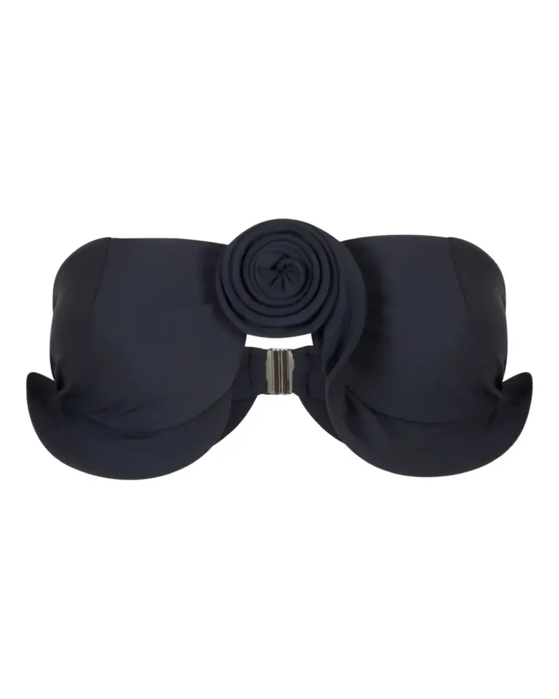 Magda Butrym Bandeau-Bikinioberteil mit Blumenapplikation - Grau Grau