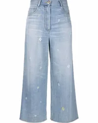 forte_forte Jeans mit Blumen-Stickerei Blau