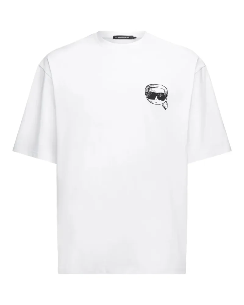 Karl Lagerfeld T-Shirt mit Rundhalsausschnitt und Ikon-Skizze - Weiß Weiß