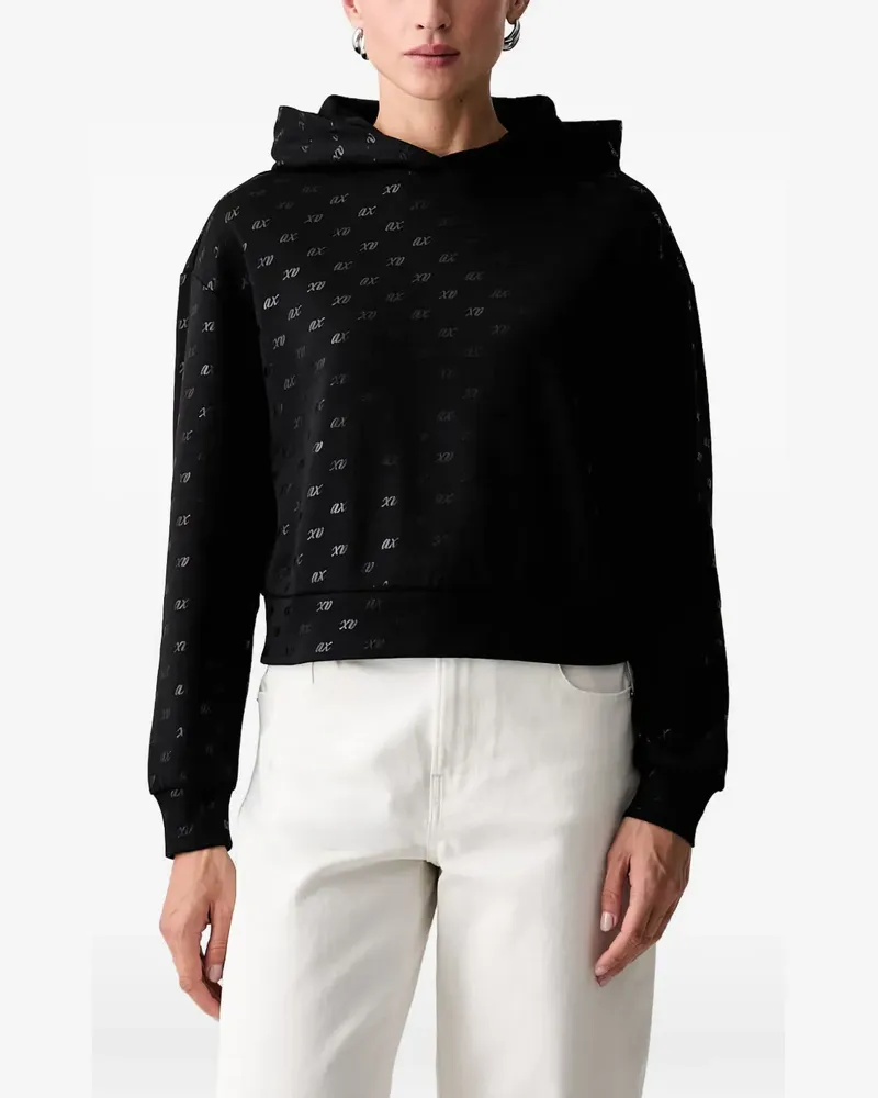 Armani Exchange monogram-pattern hoodie - Schwarz Schwarz