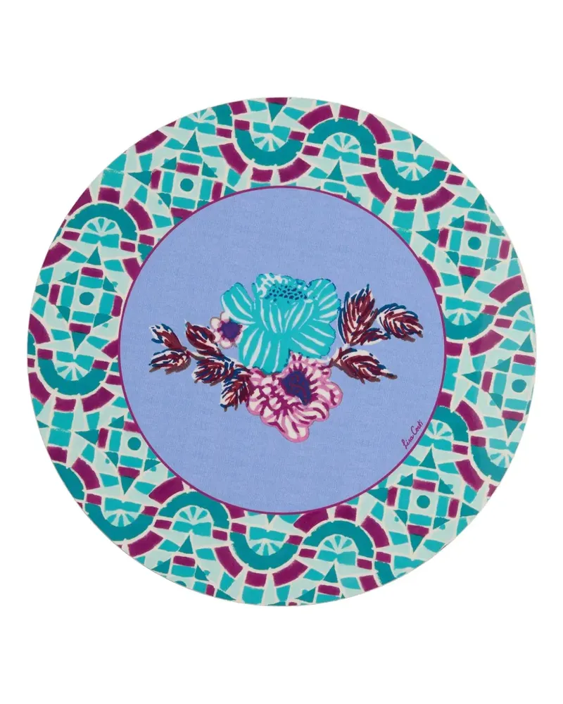 Lisa Corti Tischset mit Blumen-Print (2er-Set) - Blau Blau