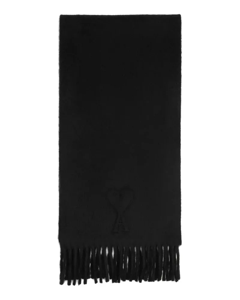 AMI Paris Ami de Coeur Schal mit Fransen - Schwarz Schwarz