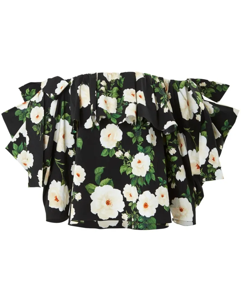 Carolina Herrera New York Top mit Rosen-Print - Schwarz Schwarz