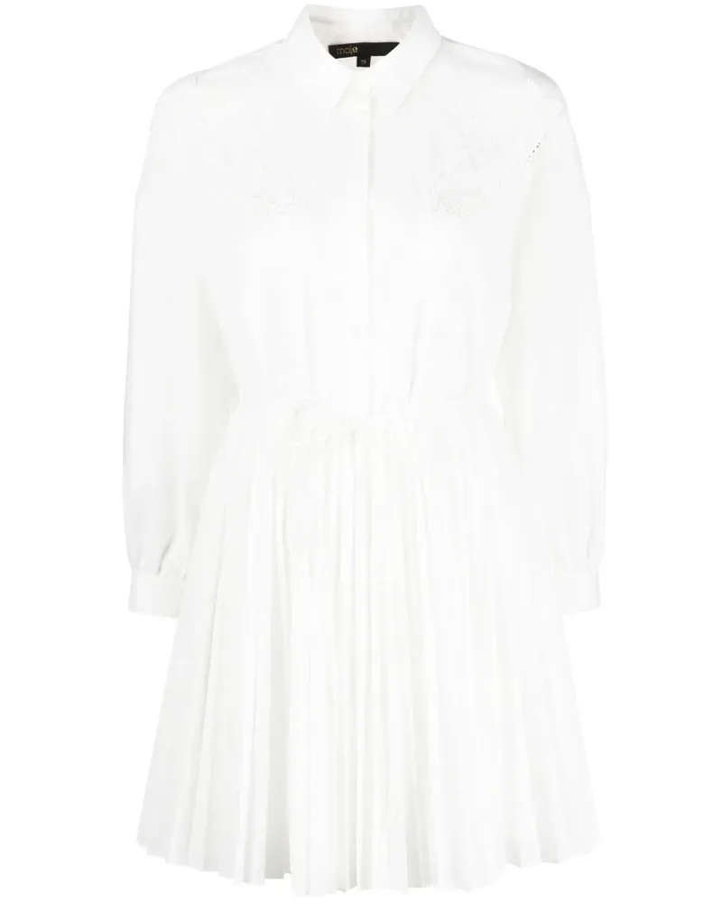 Maje Hemdkleid mit Falten - Weiß Weiß