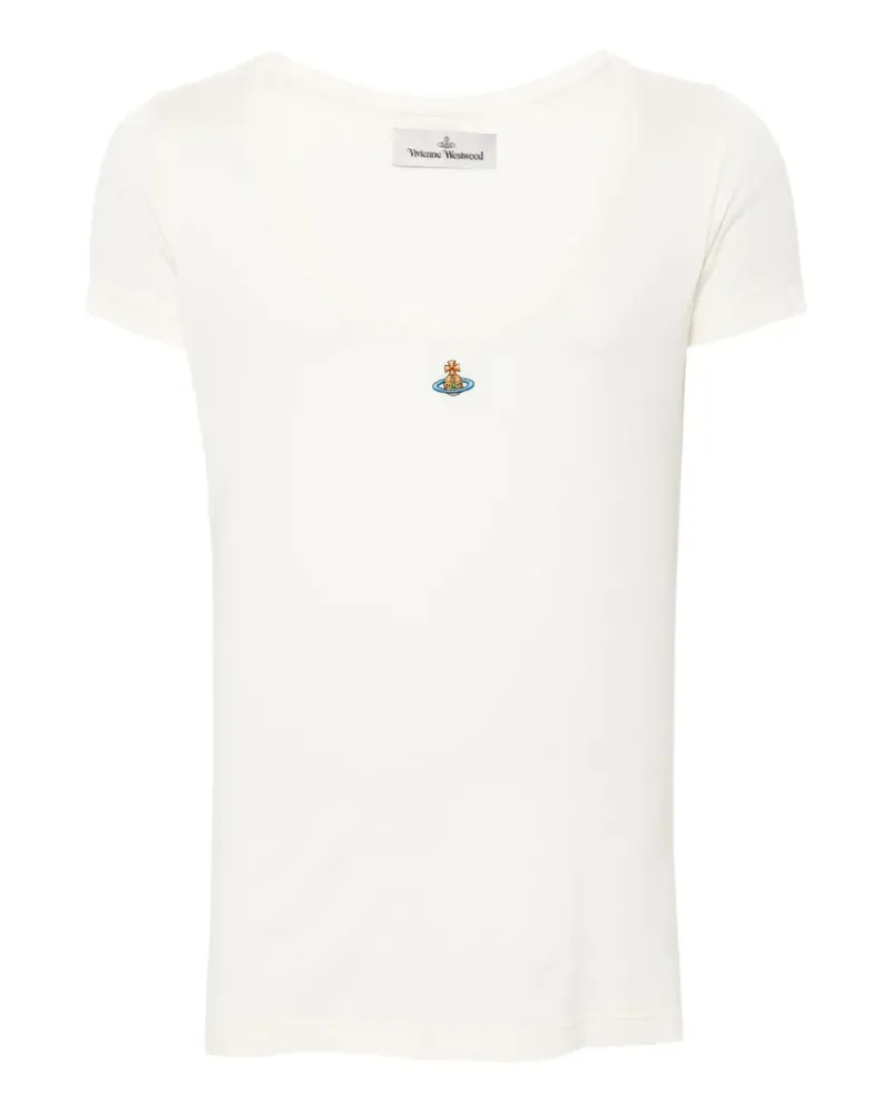 Vivienne Westwood Orb-embroidered scoop-neck T-shirt - Weiß Weiß